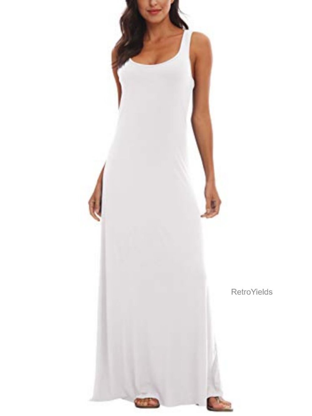 Women's Scoop Neck Sleeveless Floral Maxi Dress Lightweight Casual Formal